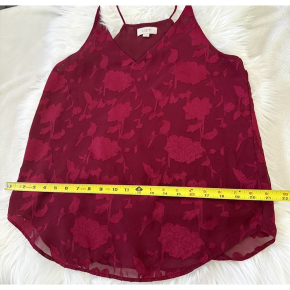 Loft Womens‎ Lined V-Neck Downtown Cami in Flowers Size Small Burgundy - Picture 8 of 10